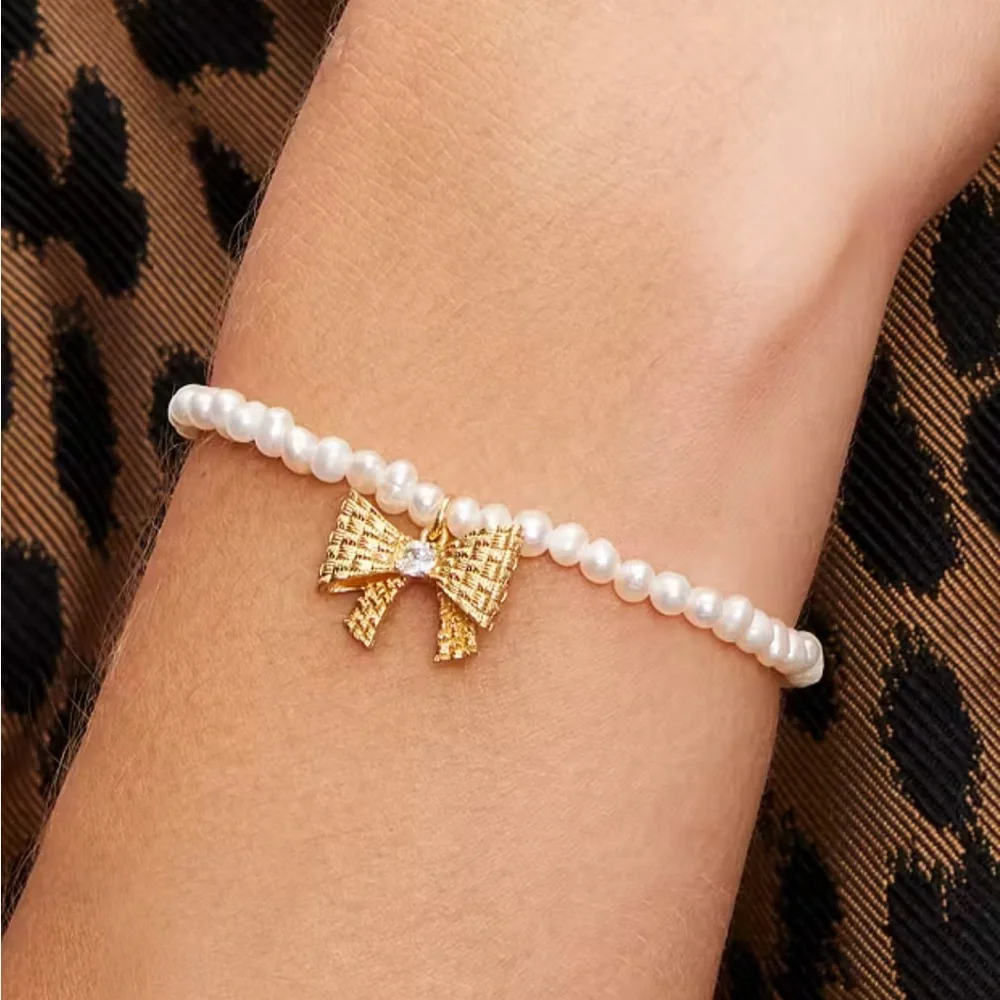 $98 Kate Spade Wrapped‎ In A Bow Pearl Charm NWT - Picture 4 of 7